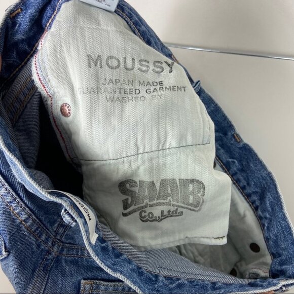 NEW Moussy Vintage Japanese Denim Distressed Straight Blue‎ Jeans Size 26 Button - Picture 13 of 16
